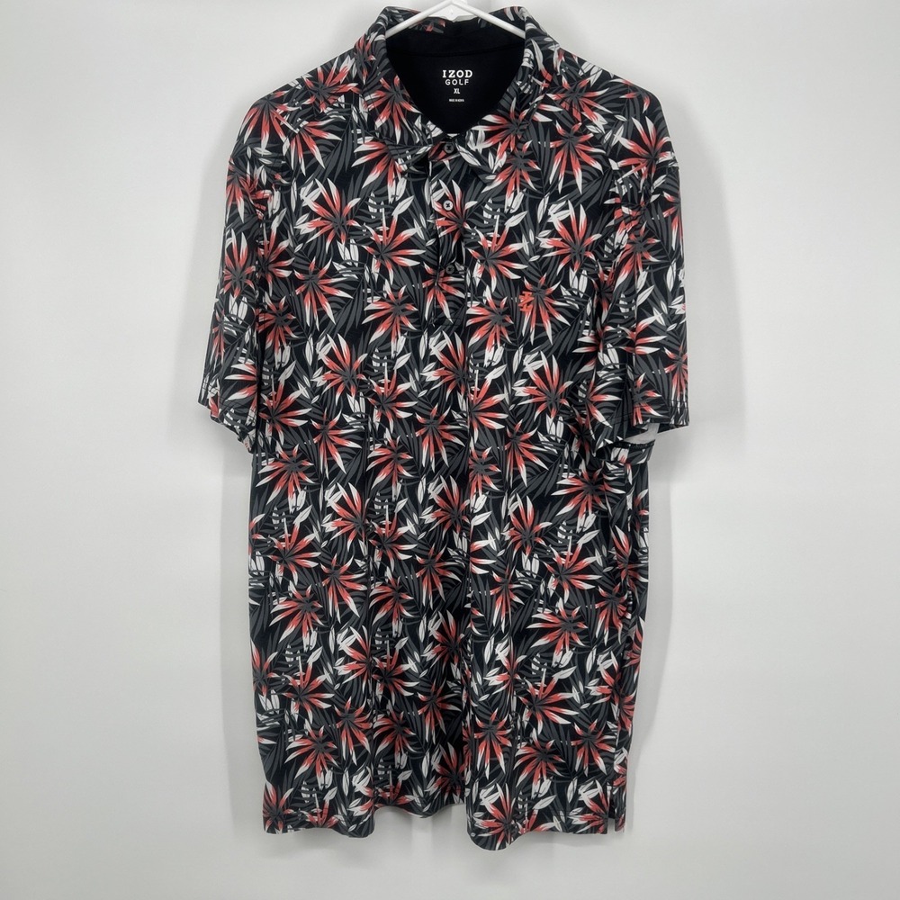 Izod Golf Men's XL Polyester Floral Print Polo Short Sleeve